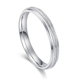 Unisex Comfort Fit Sterling Silver 3mm Sandblasted Finish Ring Grooved Wedding Band