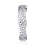 Unisex Comfort Fit Sterling Silver 5mm Sandblasted Finish Ring Patterned Wedding Band