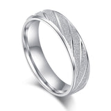 Unisex Comfort Fit Sterling Silver 5mm Sandblasted Finish Ring Patterned Wedding Band