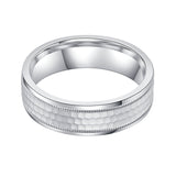 6mm Unisex Comfort Fit Sterling Silver Matte Finish Honeycomb Patterned Ring Wedding Band