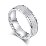 6mm Unisex Comfort Fit Sterling Silver Matte Finish Honeycomb Patterned Ring Wedding Band