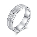 Unisex Comfort Fit Sterling Silver 6mm Sandblasted Finish Ring Grooved Wedding Band