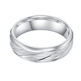 6mm Unisex Comfort Fit Sterling Silver Matte Finish Waves and Lines Patterned Ring Wedding Band