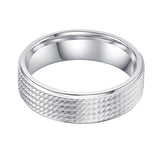 6mm Unisex Comfort Fit Sterling Silver Diamond Cut Thread Patterned Ring Wedding Band