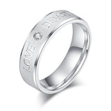 Unisex 6mm Comfort Fit Sterling Silver Simulated Diamond Wedding Ring LOVE DEVOTION Engraving