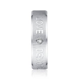 Unisex 6mm Comfort Fit Sterling Silver Simulated Diamond Wedding Ring LOVE DEVOTION Engraving