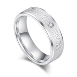 Unisex 6mm Comfort Fit Sterling Silver Simulated Diamond Wedding Ring LOVE DEVOTION Engraving