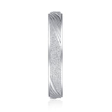Unisex Comfort Fit Sterling Silver 3.5mm Sandblasted Finish Ring Patterned Wedding Band