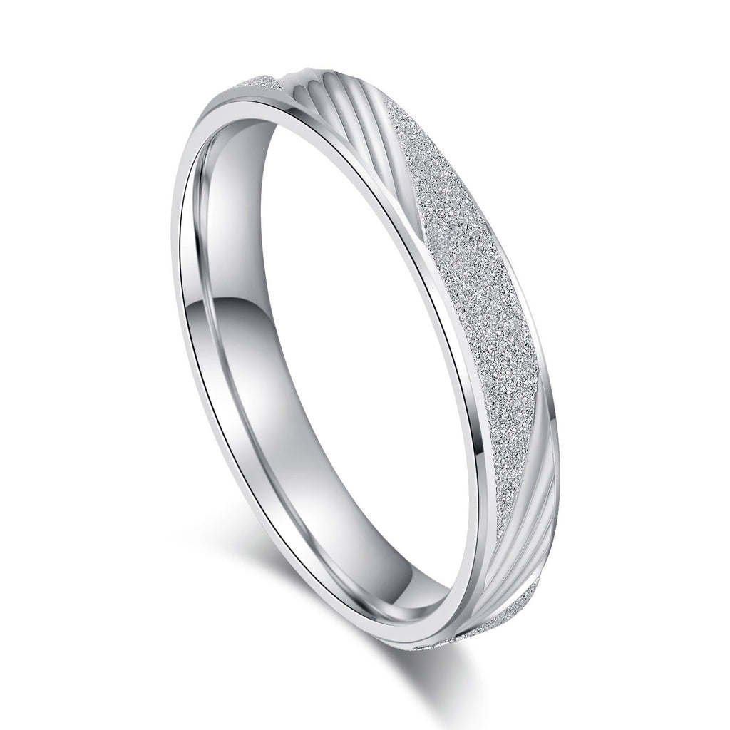 Unisex Comfort Fit Sterling Silver 3.5mm Sandblasted Finish Ring Patterned Wedding Band