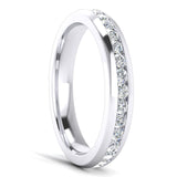 Unisex Comfort Fit Sterling Silver 3.5mm Domed Simulated Diamond Full Eternity Ring Classic Wedding Band