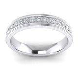 Unisex Comfort Fit Sterling Silver 4mm Simulated Diamond Full Eternity Ring Wedding Band