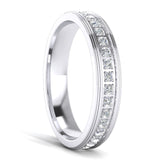 Unisex Comfort Fit Sterling Silver 4mm Simulated Diamond Full Eternity Ring Wedding Band