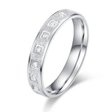 Unisex Comfort Fit Sterling Silver 4mm Simulated Diamond Full Eternity Ring Sandblasted Wedding Band