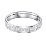 Unisex Comfort Fit Sterling Silver 4mm Simulated Diamond Full Eternity Ring Sandblasted Wedding Band