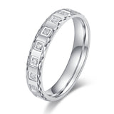 Unisex Comfort Fit Solid Sterling Silver 4mm Simulated Diamond Full Eternity Ring Patterned Wedding Band