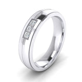 Unisex Comfort Fit Sterling Silver 5mm Court Shape Simulated Diamond Ring Wedding Band