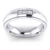 Unisex Comfort Fit Sterling Silver 5mm Court Shape Simulated Diamond Ring Wedding Band