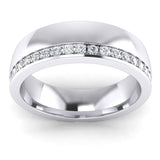 Comfort Fit Heavy Sterling Silver 6mm Court Shape Simulated Diamond Wedding Band Full Eternity Ring