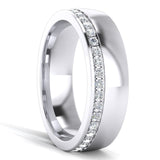 Comfort Fit Heavy Sterling Silver 6mm Court Shape Simulated Diamond Wedding Band Full Eternity Ring