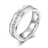 Comfort Fit Solid Sterling Silver 6mm Simulated Diamond Full Eternity Ring Patterned Wedding Band