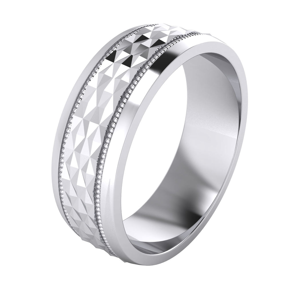 Heavy Sterling Silver 8mm Mens Wedding Band Arrow Patterned Ring Comfo –  LANDA JEWEL
