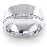 8mm Super Heavy Sterling Silver Simulated Diamond Flat Court Shape Wedding Band