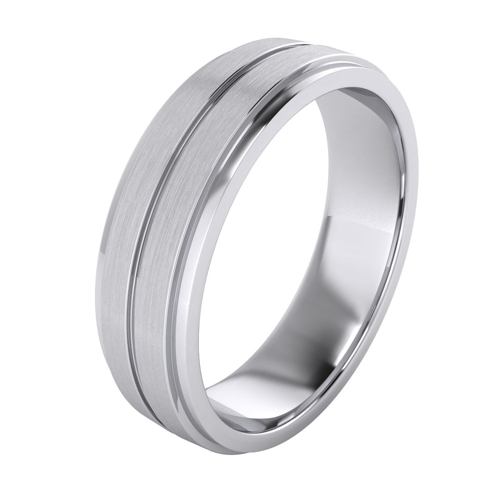 Rings Wide Brushed Center Polished Edge Stainless Steel Ring 8mm / 10 Wholesale Jewelry Website 10 Unisex