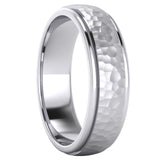 Heavy Solid Sterling Silver 6mm Hammered Unisex Wedding Band Comfort Fit Ring Raised Center Polished Sides (5)
