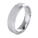 Heavy Solid Sterling Silver 6mm Flat Court Shape Matt Centre Polished Bevel Edges Mens Wedding Ring Plain Band