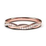 10k Rose Gold 2.5mm Petite Twisted Vine Simulated Diamond Ring Wedding Band Matching Ring