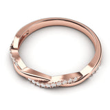 10k Rose Gold 2.5mm Petite Twisted Vine Simulated Diamond Ring Wedding Band Matching Ring