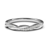 14k White Gold 2.5mm Petite Twisted Vine Simulated Diamond Ring Wedding Band Matching Ring