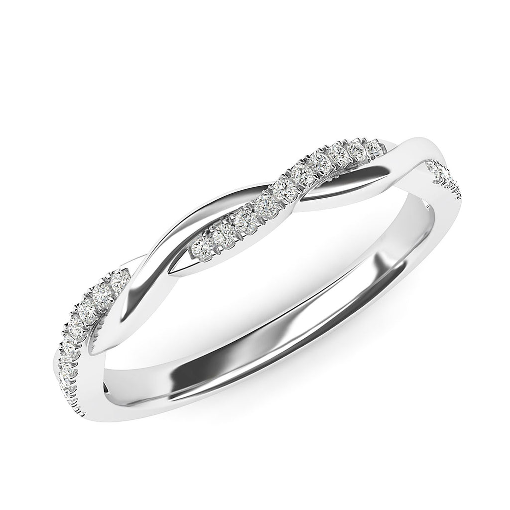 10k White Gold 2.5mm Petite Twisted Vine Simulated Diamond Ring Wedding Band Matching Ring