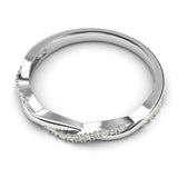 14k White Gold 2.5mm Petite Twisted Vine Simulated Diamond Ring Wedding Band Matching Ring