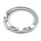 10k White Gold 2.5mm Petite Twisted Vine Simulated Diamond Ring Wedding Band Matching Ring