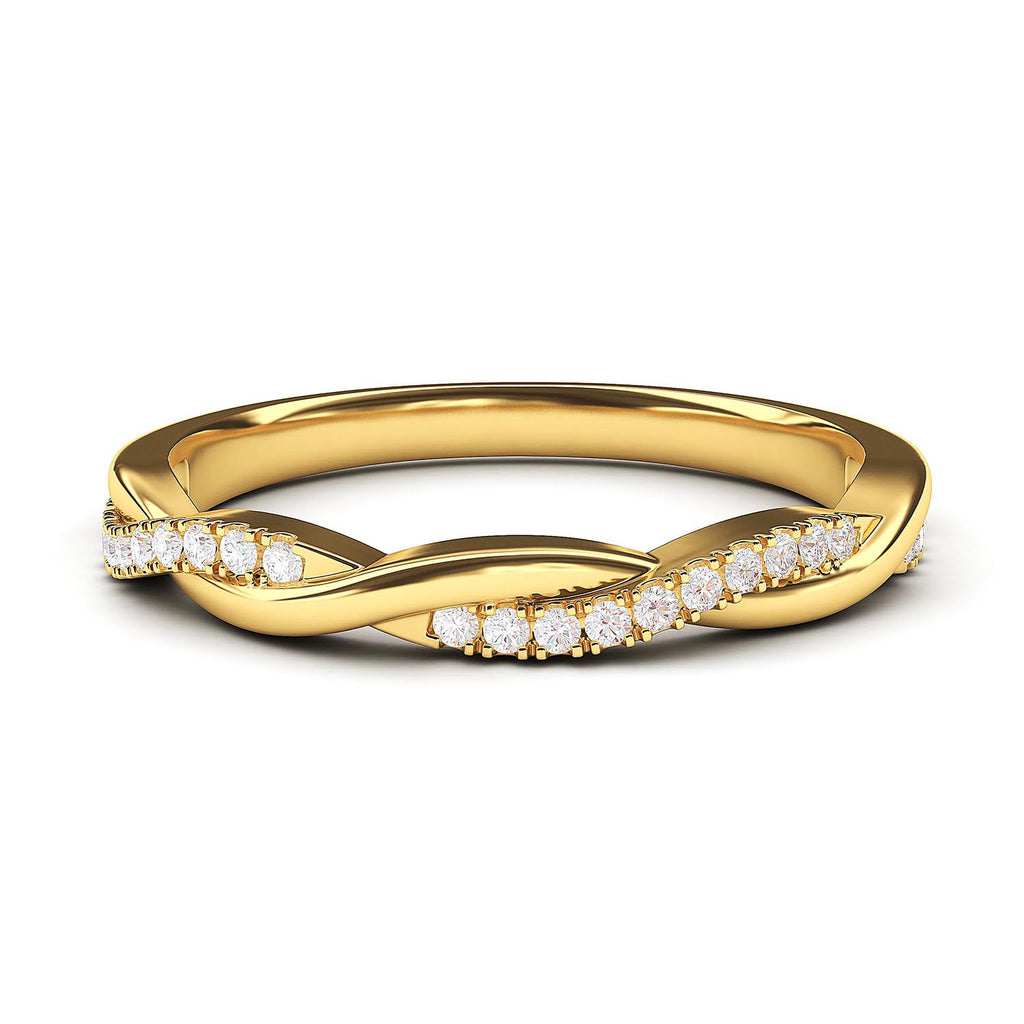 10k Yellow Gold 2.5mm Petite Twisted Vine Simulated Diamond Ring Wedding Band Matching Ring