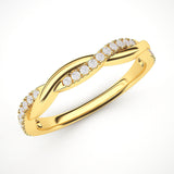 10k Yellow Gold 2.5mm Petite Twisted Vine Simulated Diamond Ring Wedding Band Matching Ring