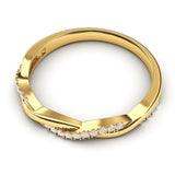 14k Yellow Gold 2.5mm Petite Twisted Vine Simulated Diamond Ring Wedding Band Matching Ring